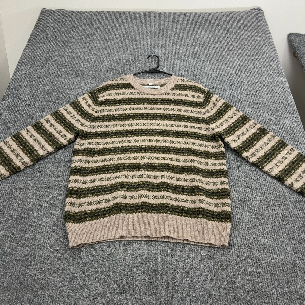 Schott Bros Sweater Mens L Green Wool Blend Fair Isle Crewneck Gorpcore Cabin